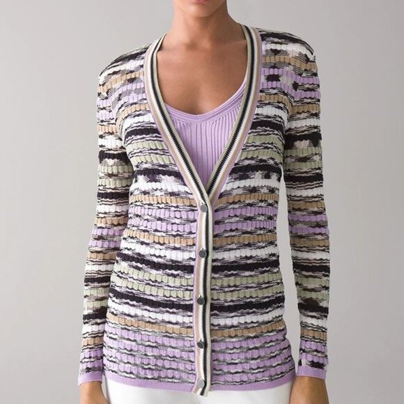WHBM Multi-Stripe Cardigan Purple Sz XS - Picture 1 of 10